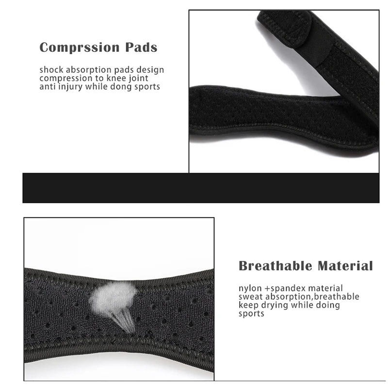 ADJUSTABLE KNEE PATELLAR TENDON SUPPORT BRACE - COMPRESSION KNEE PAD SLEEVE FOR BASKETBALL & SPORTS