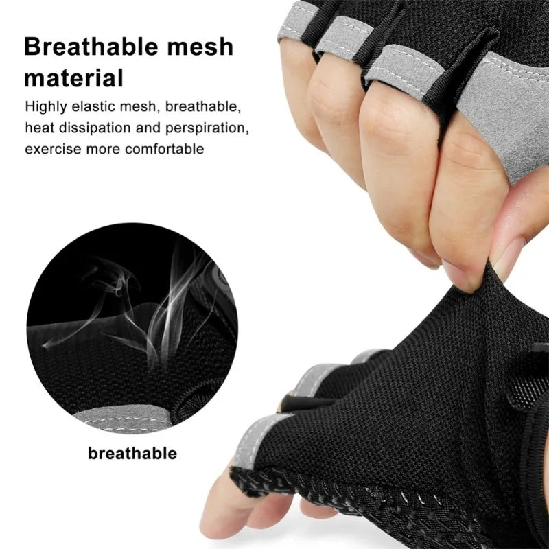 Fingerless Gym Training Gloves for Men and Women - Anti-Slip Cycling, Fitness, and Motorcycle Gloves