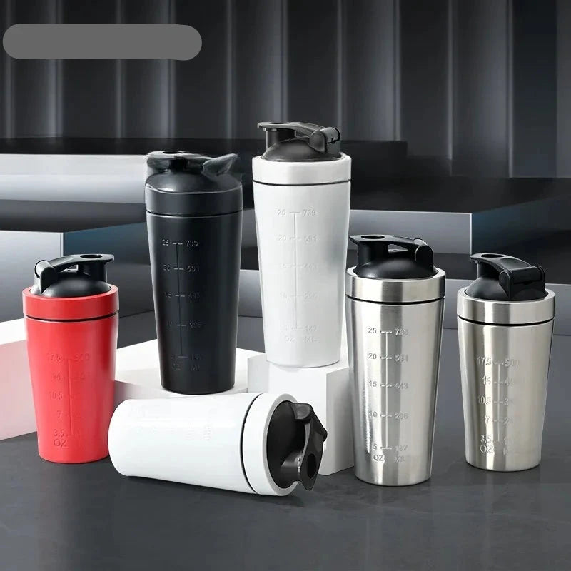 Stainless Steel Protein Powder Shaker Bottle: 500ML/750ML