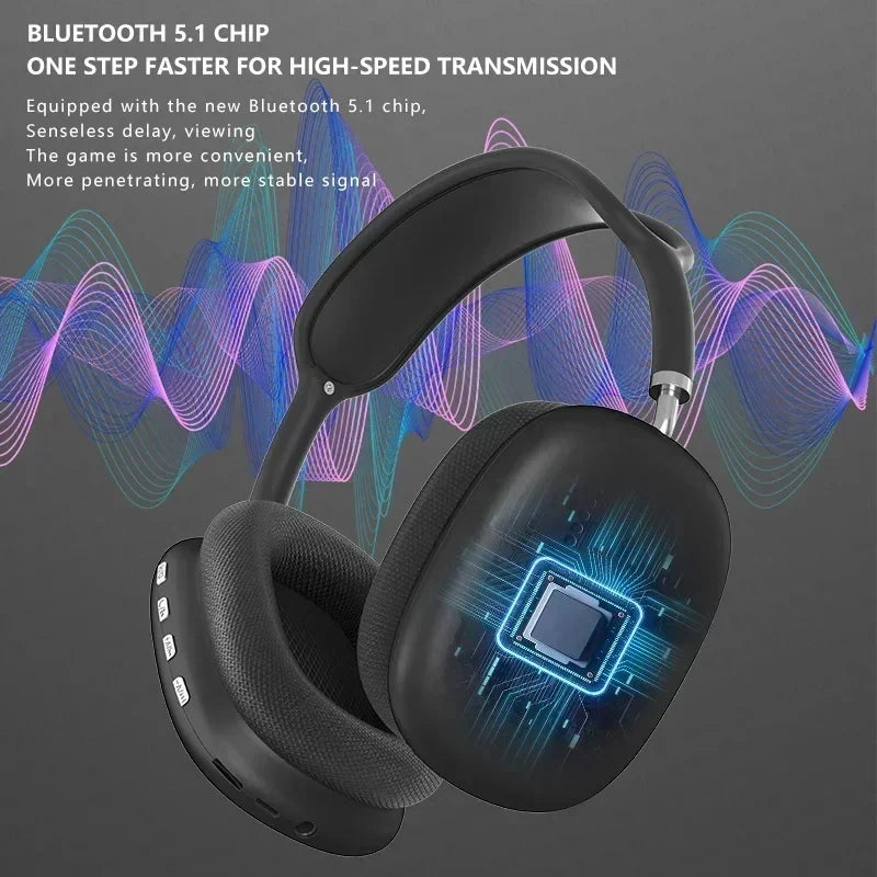 P9 Wireless Bluetooth 5.1 Headphones – Sports Gaming Headset with Mic, Noise-Cancelling Earbuds