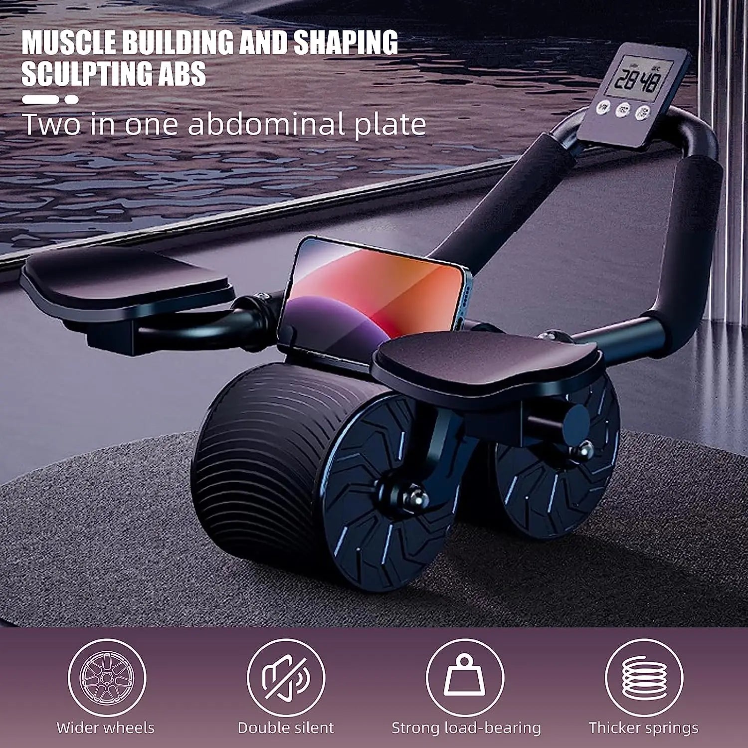 Automatic Rebound Abdominal Wheel – Double-Wheeled Core Muscle Trainer with Smart Counter Display