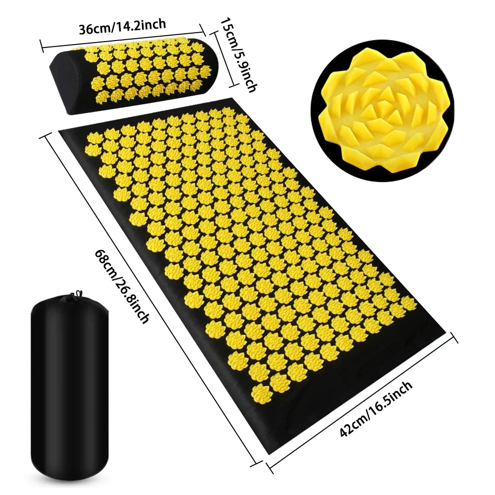 Acupressure Yoga Mat – Kuznetsov's Applicator Cushion with Spikes, Massage Pillow & Foot Massager