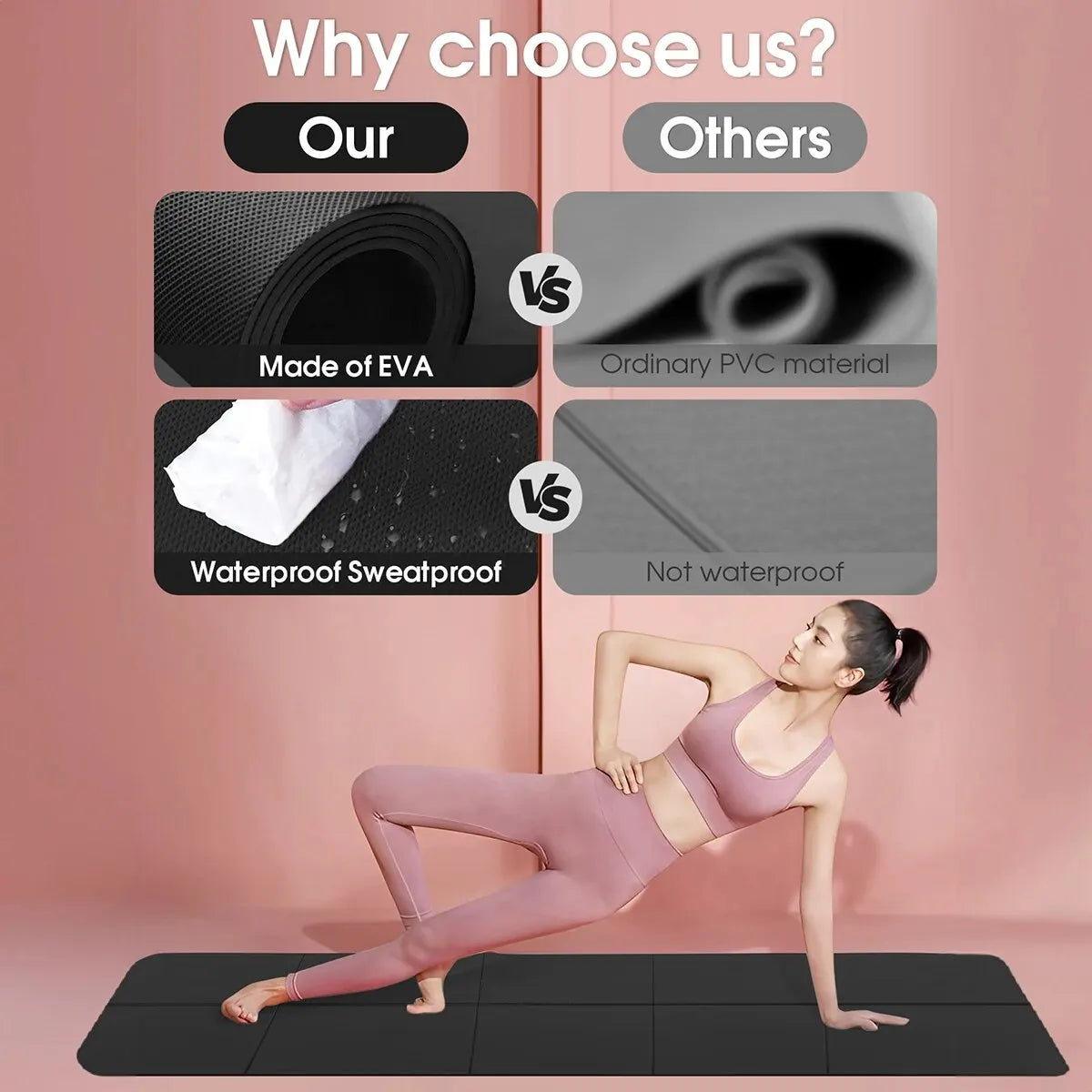 Anti-Skid EVA Yoga Mat - 4MM Thick Comfort Foam for Fitness, Pilates & Gymnastics
