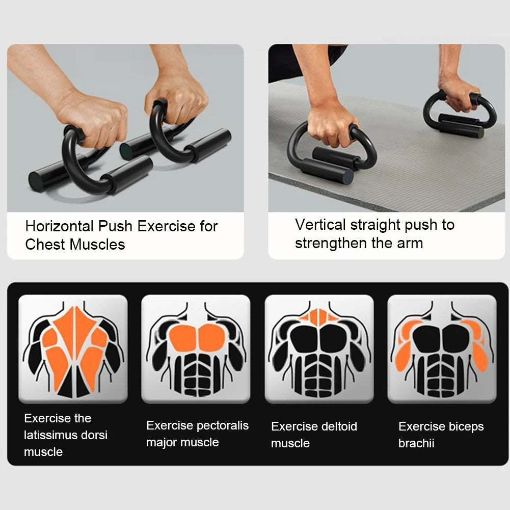 S-Shape Push-Up Handles - No-Slip Foam Grip for Home Fitness Chest Training