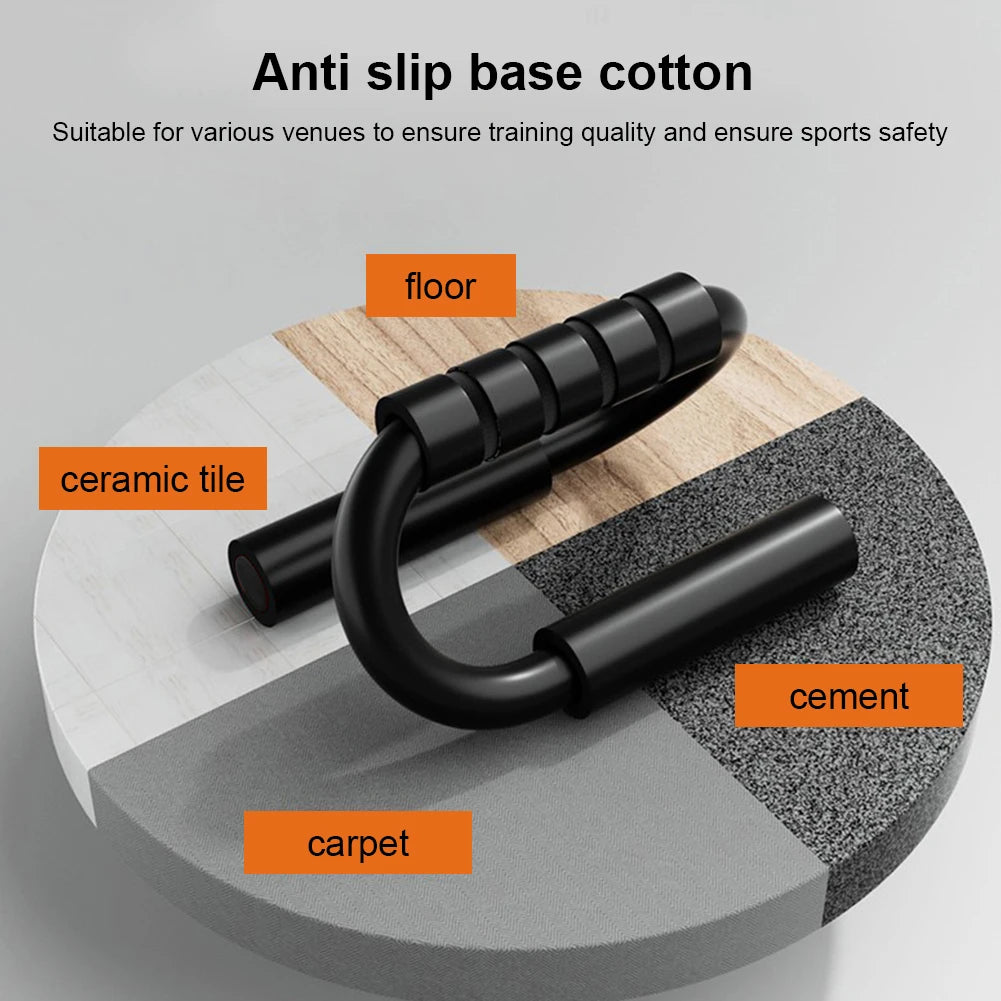 S-Shape Push-Up Handles - No-Slip Foam Grip for Home Fitness Chest Training