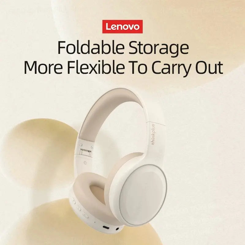 LENOVO TH30 Wireless Bluetooth 5.3 Headphones – Foldable Sport Headset with Mic, Noise-Cancelling