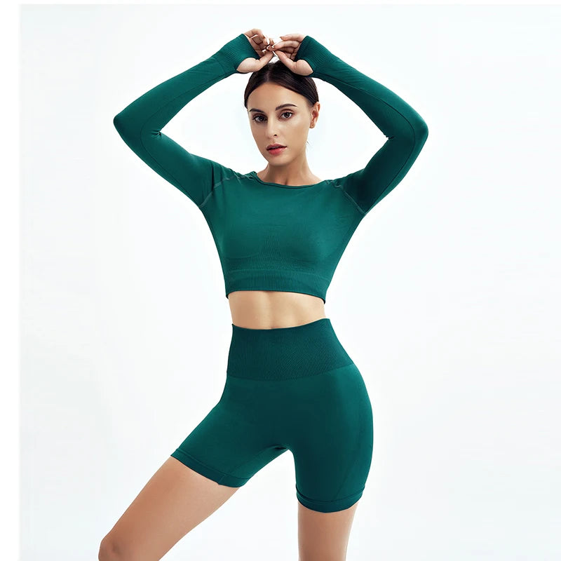 WAREBALL Seamless Yoga Set for Women – 2/3/4pcs Gym Clothes Sports Bra and Leggings Fitness Outfit