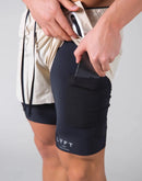 Men's Double-Layered Gym Training Shorts - Elastic Fitness Capris for Muscle Exercise and Sports