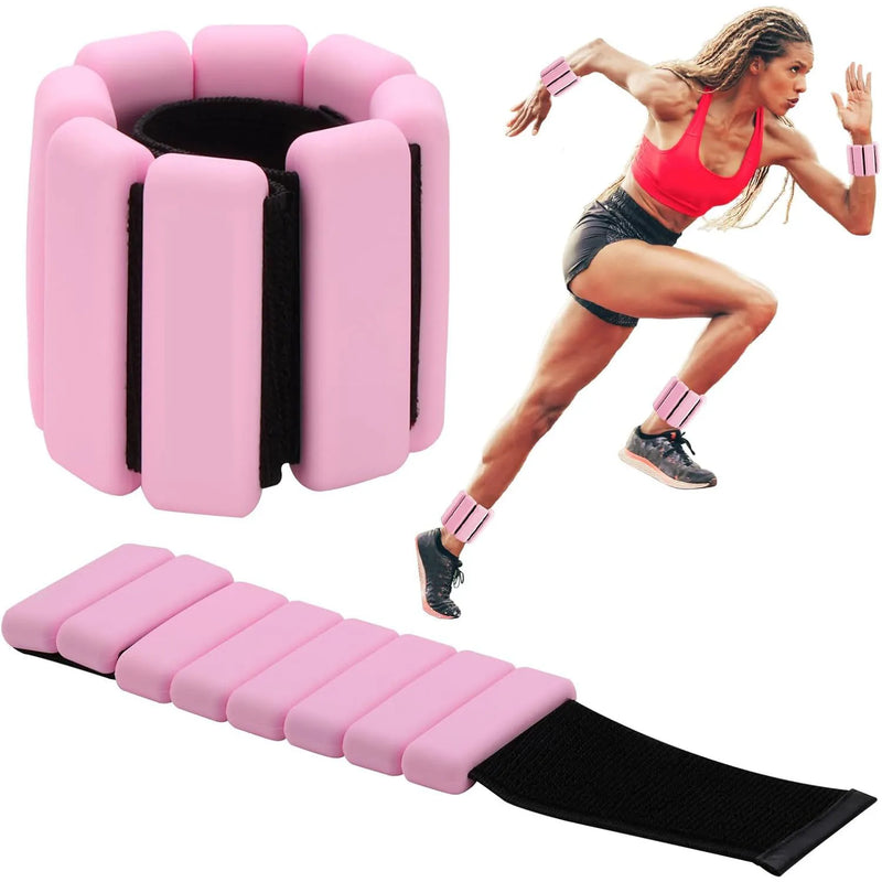 Adjustable Silicone Wrist & Ankle Weights–Resistance Bands for Workouts, Yoga, and Fitness Training.