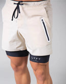 Men's Double-Layered Gym Training Shorts - Elastic Fitness Capris for Muscle Exercise and Sports
