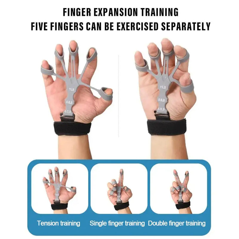 Adjustable 5 Finger Grip Exerciser – Silicone Hand & Wrist Strength Trainer for Forearm Rehab