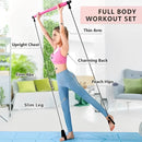 PORTABLE YOGA PILATES BAR STICK WITH RESISTANCE BAND FOR HOME GYM WORKOUTS