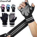 Half Finger Gym Fitness Gloves with Wrist Wrap Support for Men & Women – Crossfit, Weightlifting