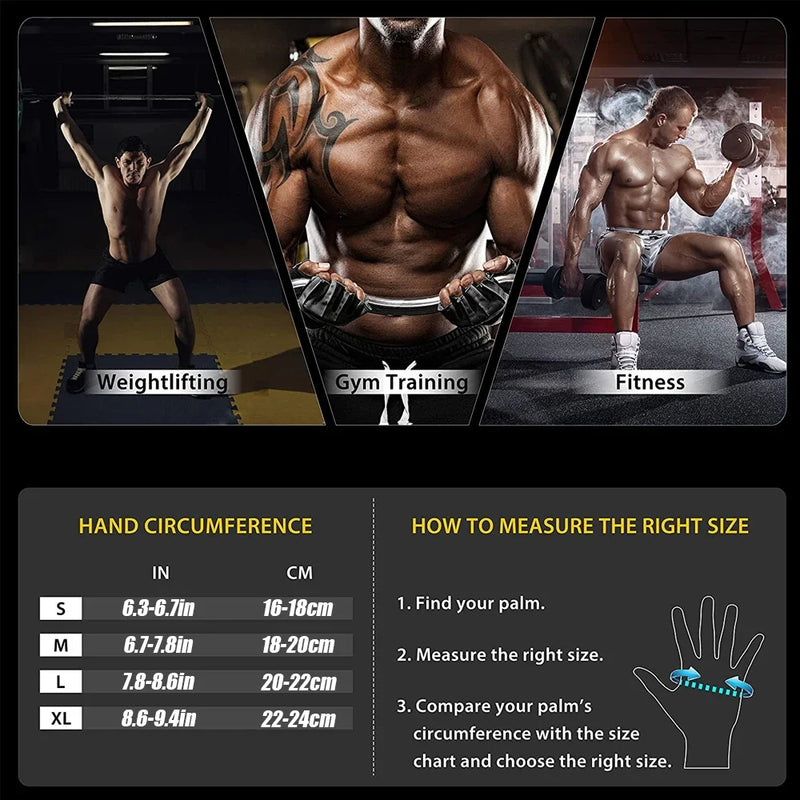 Half Finger Gym Fitness Gloves with Wrist Wrap Support for Men & Women – Crossfit, Weightlifting