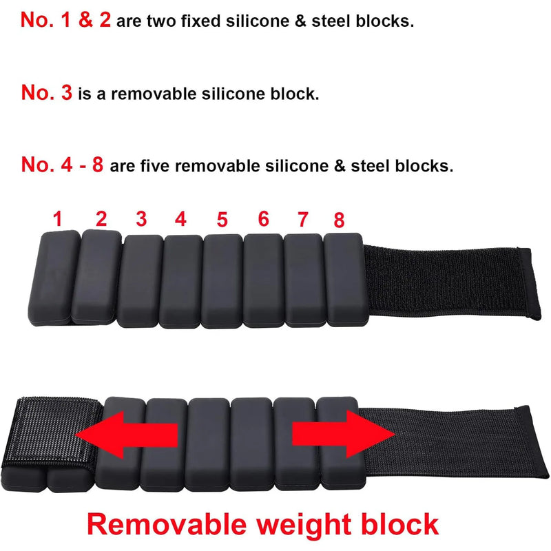 Adjustable Silicone Wrist & Ankle Weights–Resistance Bands for Workouts, Yoga, and Fitness Training.