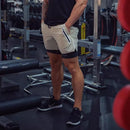 Men's Double-Layered Gym Training Shorts - Elastic Fitness Capris for Muscle Exercise and Sports