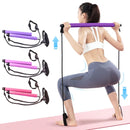 Portable Fitness Yoga Pilates Bar Stick with Resistance Bands–Home Gym Trainer for Full-Body Workout