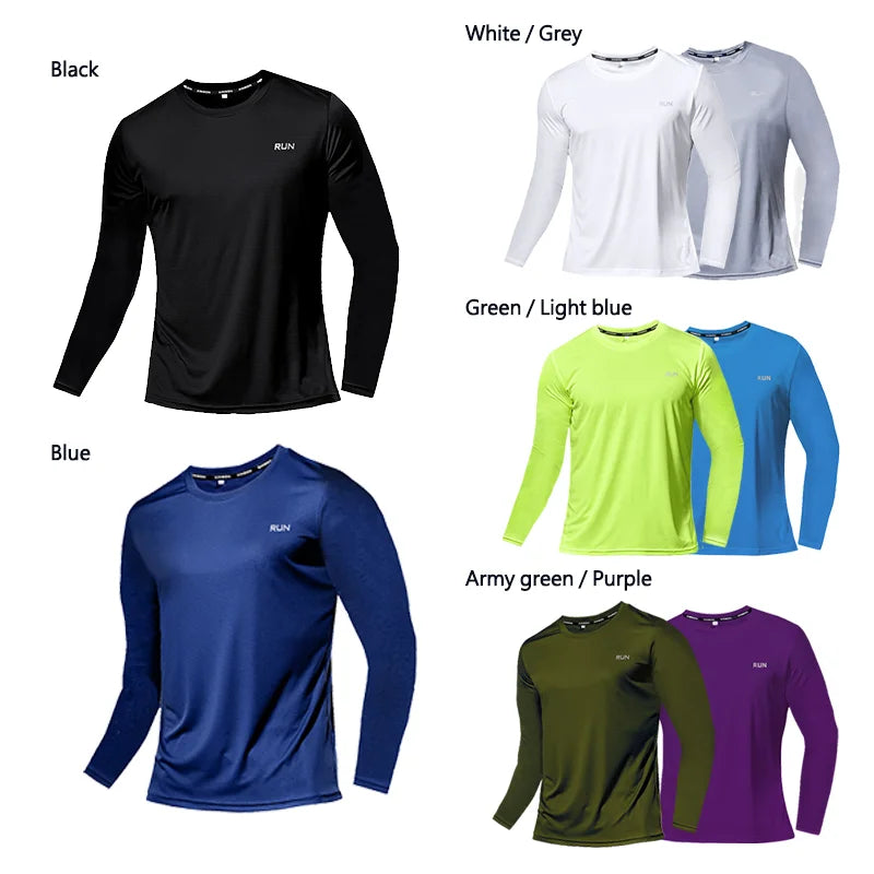 Summer Ice Silk Long Sleeve T-Shirt for Men - Quick Dry Breathable Outdoor Sun Protection
