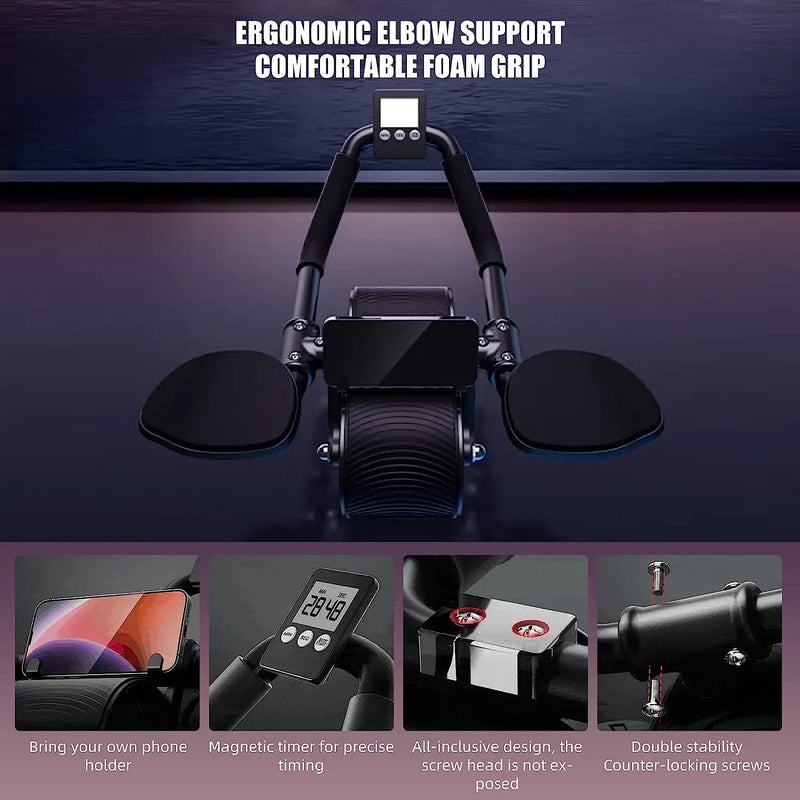 Automatic Rebound Abdominal Wheel – Double-Wheeled Core Muscle Trainer with Smart Counter Display