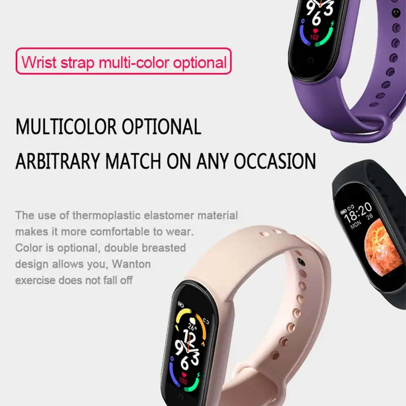 M7 Smart Watch Fitness Tracker for Men & Women|Heart Rate, Blood Pressure Monitor, Sport Bracelet