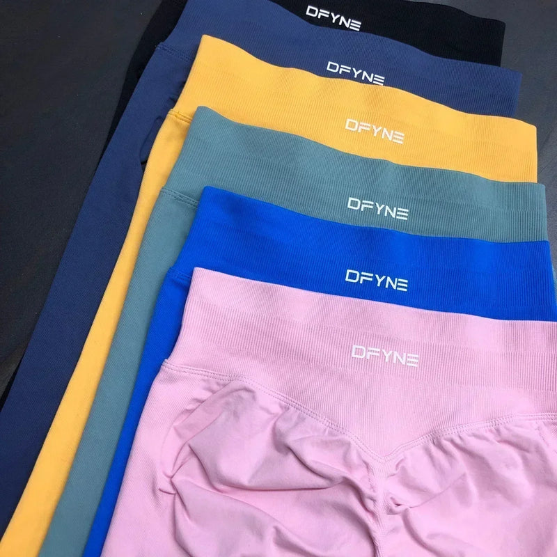 DFYNE Impact Seamless Yoga Leggings for Women – Scrunch Bum Gym Tights with Low Waistband