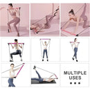 PORTABLE YOGA PILATES BAR STICK WITH RESISTANCE BAND FOR HOME GYM WORKOUTS
