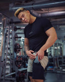 Men's Double-Layered Gym Training Shorts - Elastic Fitness Capris for Muscle Exercise and Sports