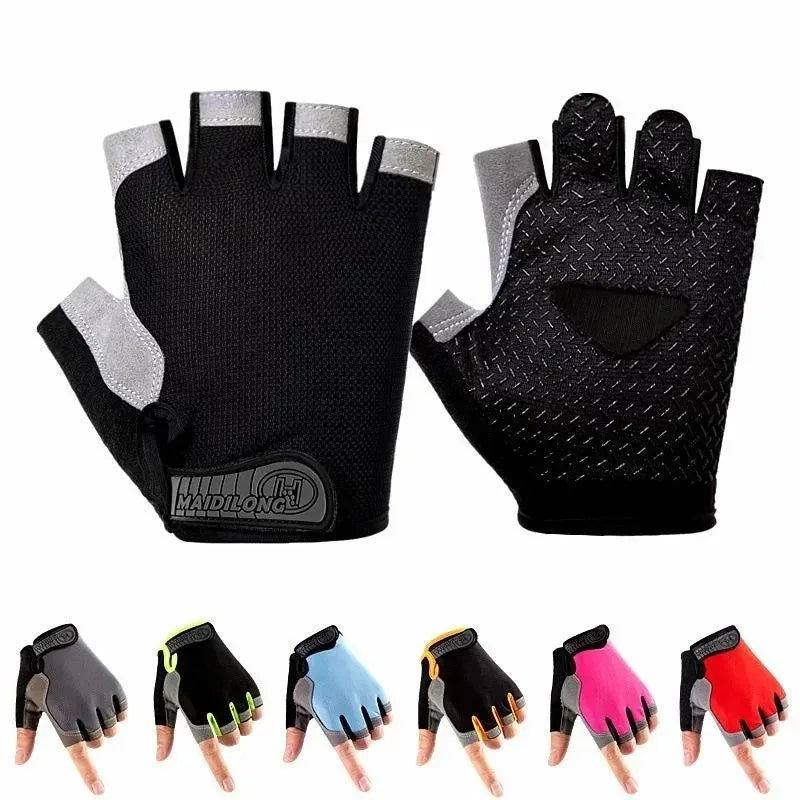 Fingerless Gym Training Gloves for Men and Women - Anti-Slip Cycling, Fitness, and Motorcycle Gloves