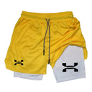 Men’s 2-in-1 Sports Shorts with Compression Layer for Gym, Running, Training, Summer