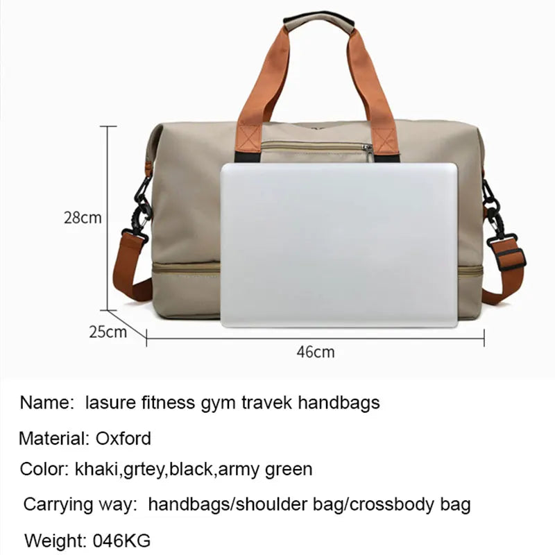 Portable Travel Gym Bag - Versatile Fitness Shoulder Crossbody Duffle Carry-On Weekender Bag