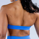 DFYNE Impact Sports Bra with Logo – Women’s Seamless Halter Neck Padded Open Back Yoga Top