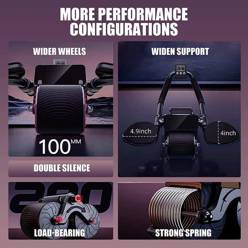 Automatic Rebound Abdominal Wheel – Double-Wheeled Core Muscle Trainer with Smart Counter Display
