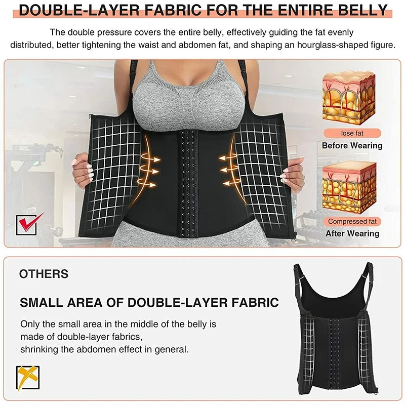 VASLANDA Sweat Waist Trainer Vest - Slimming Corset for Weight Loss & Body Shaping