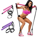 Portable Fitness Yoga Pilates Bar Stick with Resistance Bands–Home Gym Trainer for Full-Body Workout