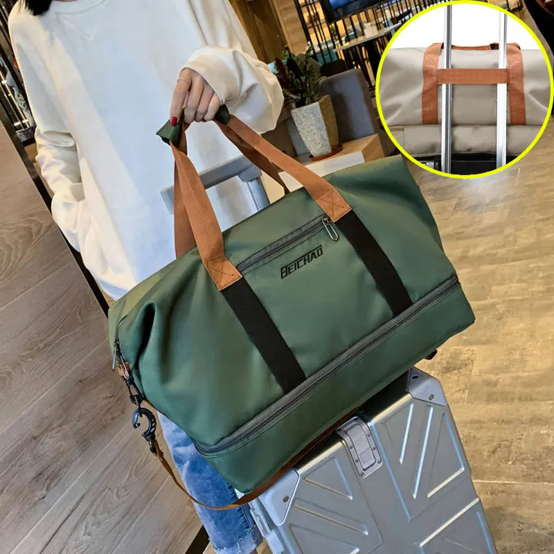 Portable Travel Gym Bag - Versatile Fitness Shoulder Crossbody Duffle Carry-On Weekender Bag